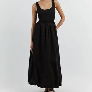 DISSH MORGAN BLACK COTTON MIDI DRESS